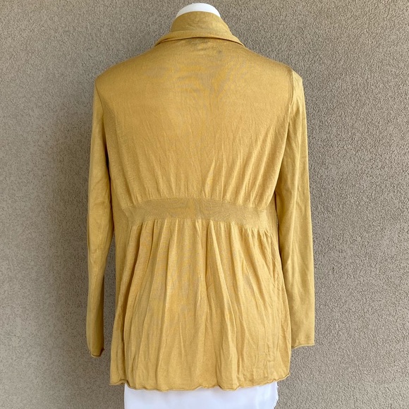 Golden Knit Open Front Cascading Cardigan Sweater - Picture 2 of 4